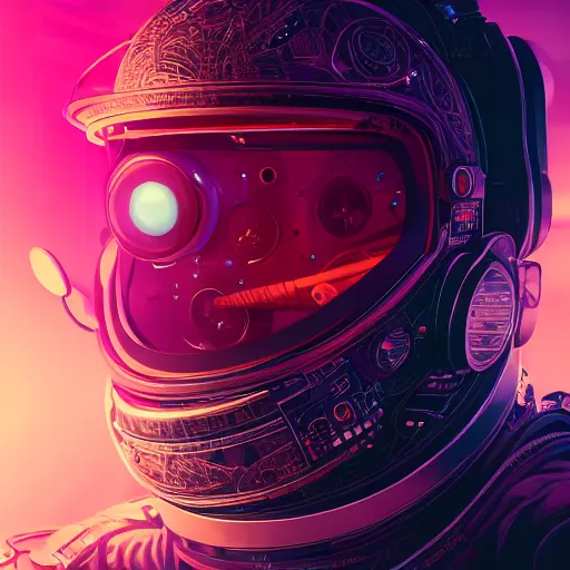 Prompt: portrait of an astronaut. full body portrait, intricate abstract. cyberpunk, intricate artwork. neon eyes, by Tooth Wu, wlop, beeple. octane render, trending on artstation, greg rutkowski very coherent symmetrical artwork. cinematic, hyper realism, high detail, octane render, 8k, minimalistic, hyperrealistic surrealism, award winning masterpiece with incredible details, a surreal vaporwave liminal space, highly detailed, trending on ArtStation