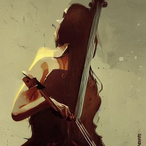 Image similar to interesting composition with electro guitar in cello shape by greg rutkowski