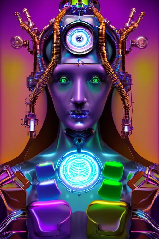 Prompt: max chroma goddess character concept fantasy hyperrealistic detailed movie cinematic scene in full color scientist gear steampunk colorscientist of color max chroma deity by max chroma, greg rutkowsky, android jones, alex grey, scifi electrical wires photograph of a computer chip