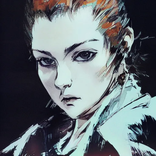 Image similar to regal - looking woman with pigtails, yoji shinkawa