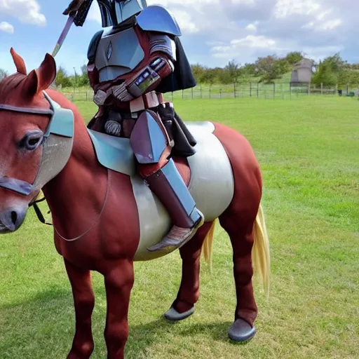 Prompt: a horse wearing mandalorian armour