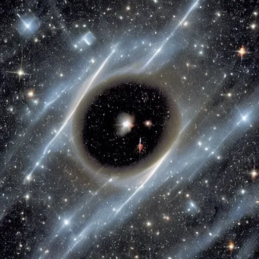 Image similar to Stunning picture by the Hubble Telescope of a star that is completely black. A pitch black star. NASA