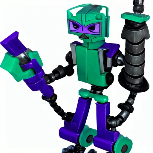 Image similar to waluigi as a bionicle figure