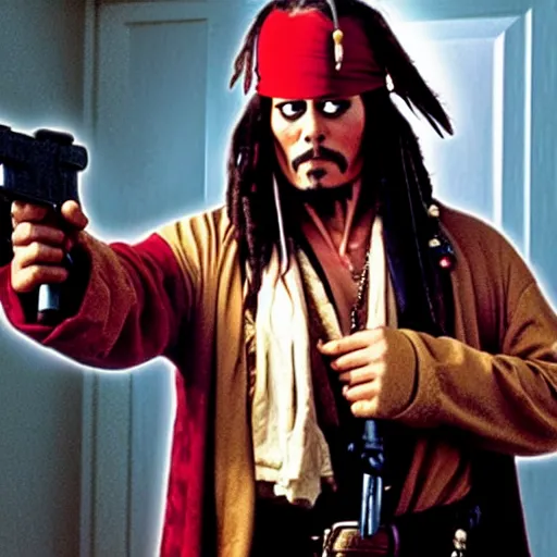 Image similar to captain jack sparrow in pulp fiction