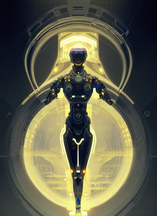 Image similar to symmetry!! portrait of robotic humanoid animal, tech wear, scifi, glowing lights!! intricate elegant, highly detailed, digital painting, artstation, concept art, smooth, sharp focus, illustration, art by artgerm and greg rutkowski and alphonse mucha