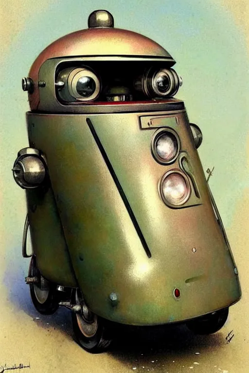 Image similar to ( ( ( ( ( 1 9 5 0 s retro future android robot fat robot midget wagon. muted colors., ) ) ) ) ) by jean - baptiste monge,!!!!!!!!!!!!!!!!!!!!!!!!!