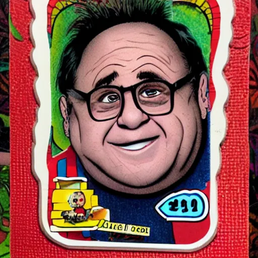 Image similar to Danny Devito garbage pail kid card