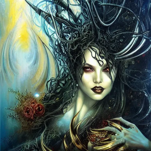 Image similar to the devil, ethereal, painting by karol bak