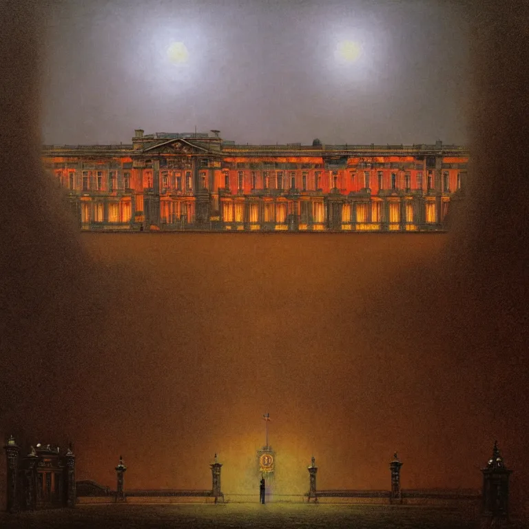 Image similar to buckingham palace, lovecraft, concept art by beksinski and jean delville, dramatic lighting, ultra hd, hdr, 8 k