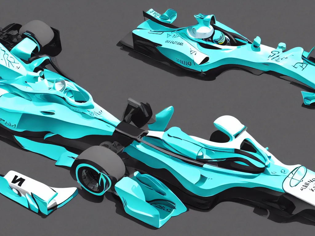 Image similar to hatsune miku driving an f 1 racecar photorealistic high resolution