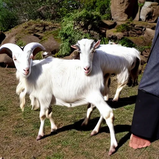 Prompt: a goat committing tax evasion