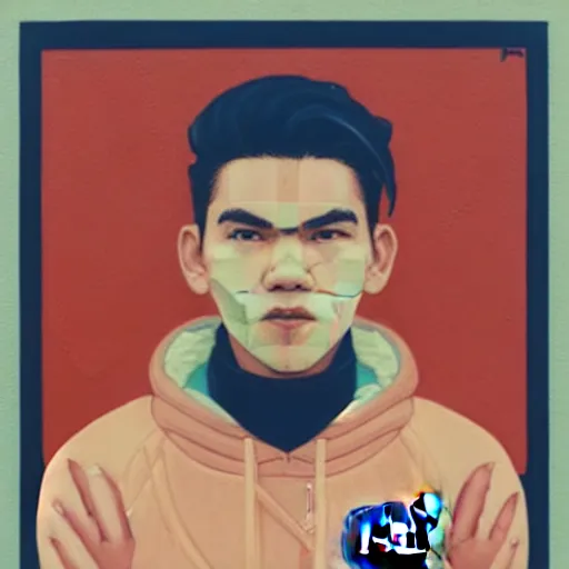 Image similar to Habs Nick Suzuki profile picture by Sachin Teng, asymmetrical, cigarette, Organic Painting , Matte Painting, geometric shapes, hard edges, graffiti, street art:2, by Sachin Teng:4