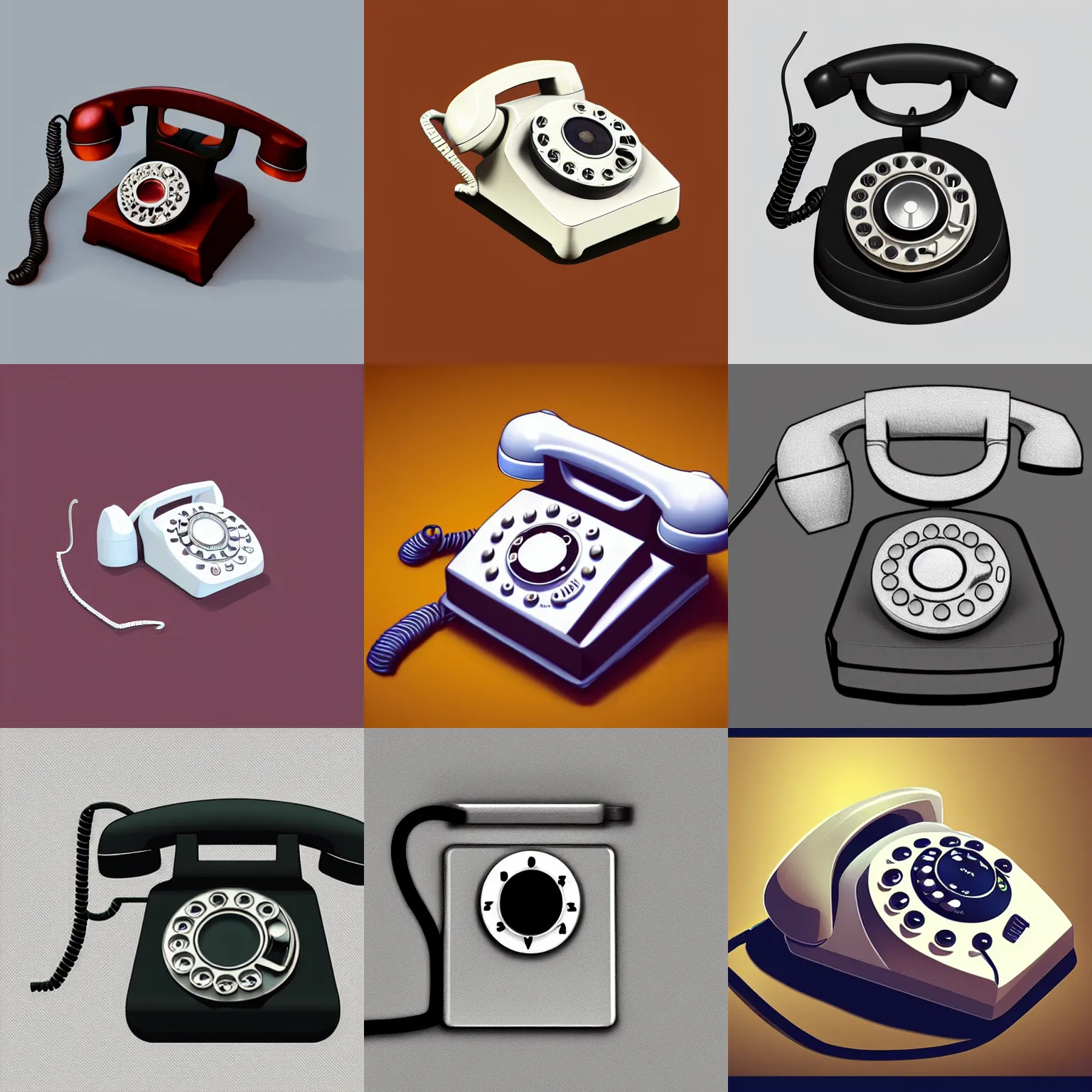 Prompt: isometric rendering of a vintage telephone, artstation, perfect topology