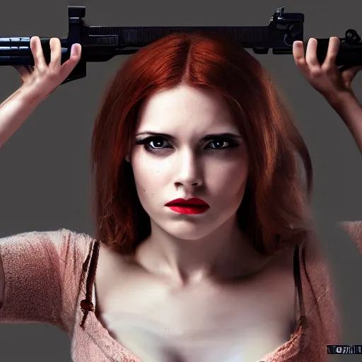 Image similar to heroine, beautiful, 8 k digital camera, sharp focus, ultra detailed, 8 k, sorceress woman, guns and magic, hd, movie still, character, realistic, portrait, 3 d, hyperrealistic