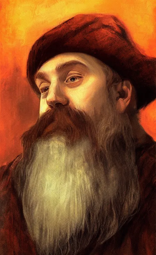 Prompt: a beautiful portrait painting of gimli, by diego velazquez, beautiful composition and structure, high contrast, high saturation, vivid ember colors, cross hatching featured on artstation, shading study, lighting study, studio lighting, pipe smoke, volumetric fog, artistic, cinematic, backlight, rim light, portrait study