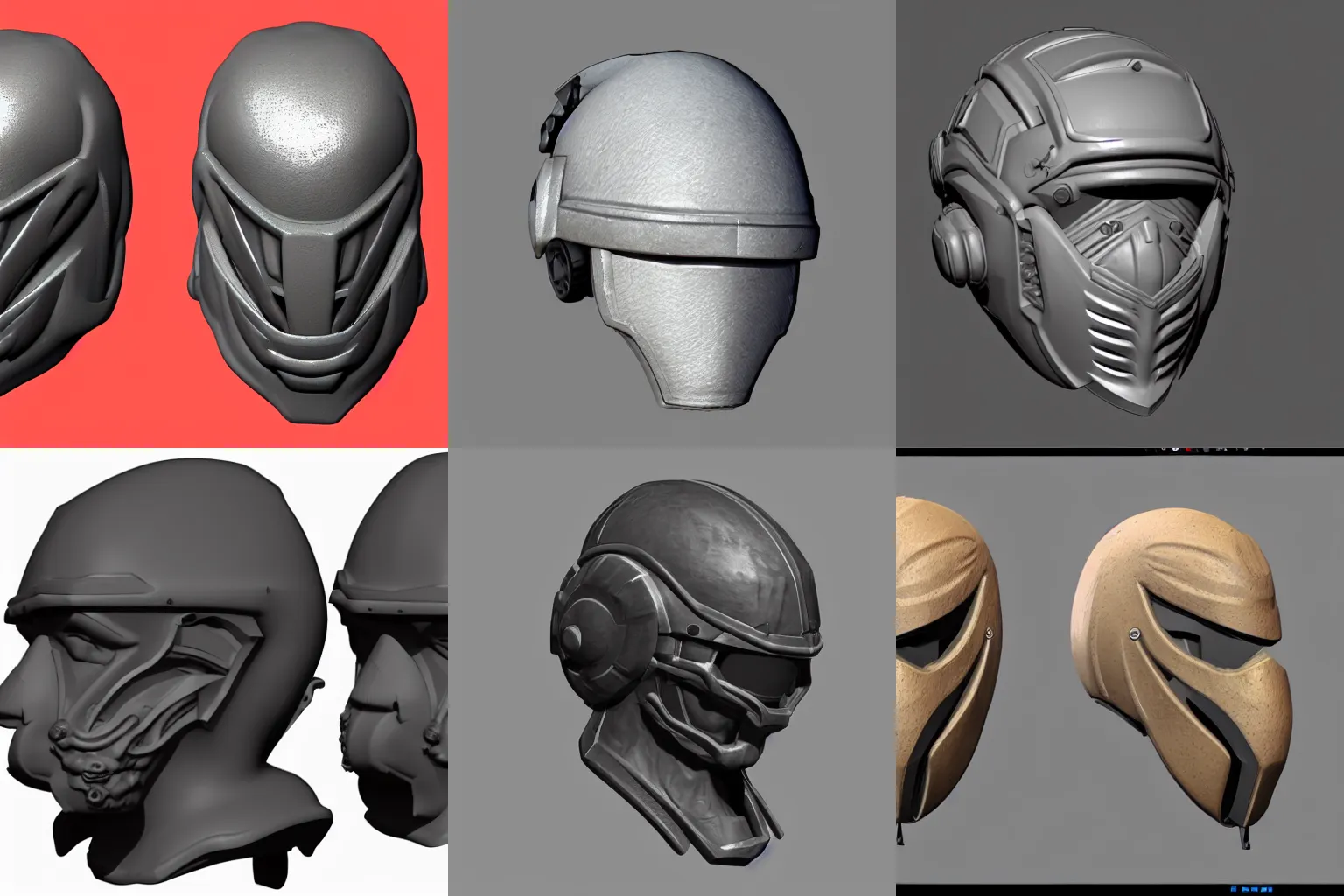 Prompt: zbrush hardsurface helmet sculpt, high poly, detailed