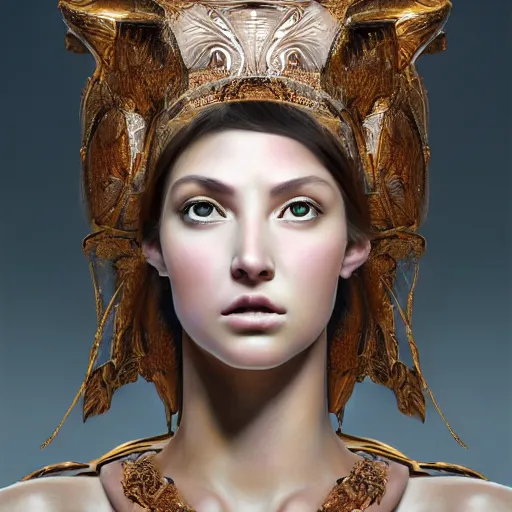 Prompt: hyperrealistic mixed media painting of beautiful goddess Athena, stunning 3d render inspired art by P. Craig Russell and Barry Windsor-Smith, perfect facial symmetry, dim volumetric lighting, full full full full face face face face face 8k octane beautifully detailed render, post-processing, portrait, extremely hyper-detailed, intricate, epic composition, brown brown brown eyes, realistic realistic realistic eyes, cinematic lighting, masterpiece, trending on artstation, detailed detailed detailed, masterpiece, stunning