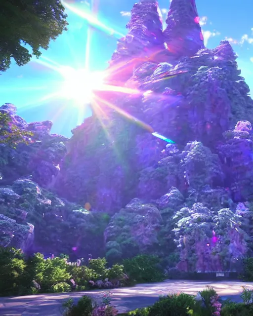 Prompt: a beautiful holograph of crystal castle by makoto shinkai, unreal engine, dreamlike, reflection, soft lighting, gems, prism, iridescence