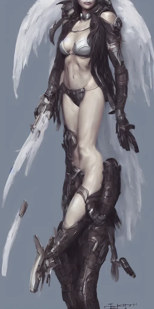 Prompt: Concept art, angel girl, artstation trending, highly detailded