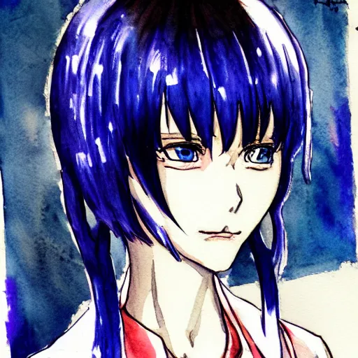 Image similar to watercolor sketch of rei ayanami