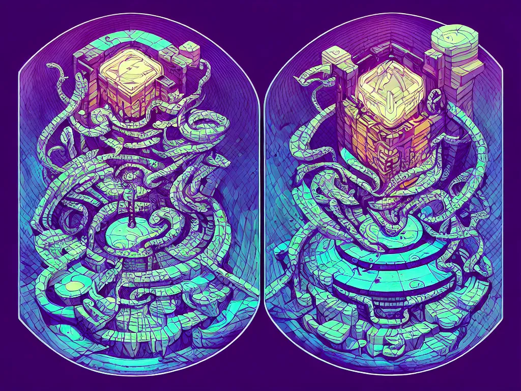 Image similar to arcane twisted turn of fate abstraction, centered award winning ink pen illustration, isometric abstract illustration by dan mumford, edited by craola, technical drawing by beeple and tooth wu, tiny details by artgerm and watercolor girl, symmetrically isometrically centered