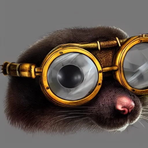 Image similar to a rat with steampunk googles, by Esao Andrew