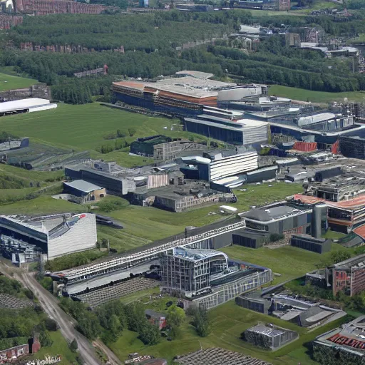 Prompt: aerial photo of TU Delft campus