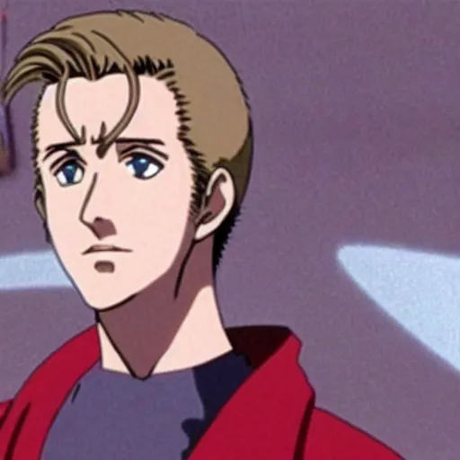 Prompt: ryan gosling in 1 9 9 7 berserk anime