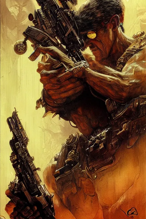 Prompt: a beautifully ultradetailed of character art the contra, bill rizer, by karol bak