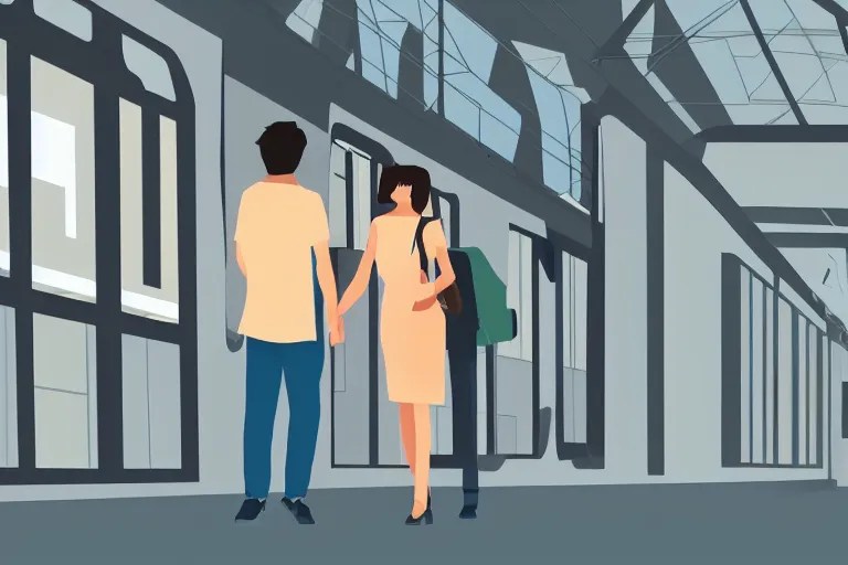 Image similar to vfx movie couple in a train station flat color profile