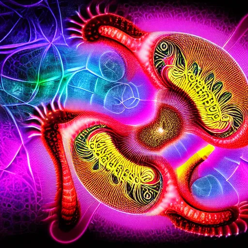 Prompt: highly detailed generative art, irregular fractal of neon octopus, string art by janusz jurek, background outer space nebulas by Pilar Gogar 4k HDR