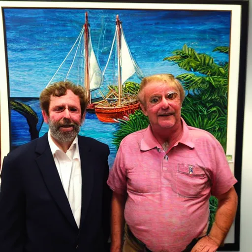 Image similar to gilligan and the skipper attend an art opening,