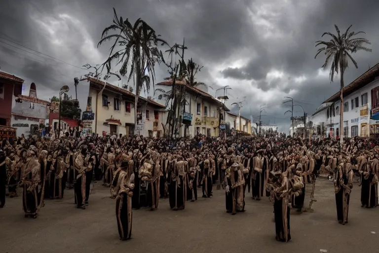 Image similar to cinematography parade in san magel de ayende by Emmanuel Lubezki