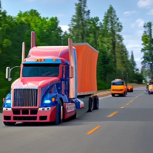 Prompt: a crab driving behind the wheel of a semi truck in real life, highly detailed, 8 k resolution, ultra realistic