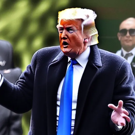 Prompt: donald trump wearing the marvel black panther costume with no mask and his face is showing, sharp