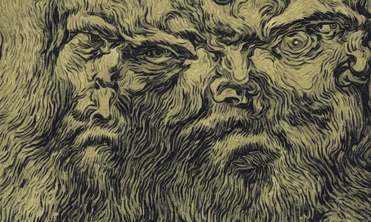 Image similar to angry stone giant. van gogh, tooth wu