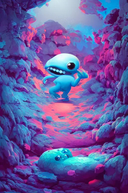 Image similar to smurf ghost creature animal sushi cristal very big eye roots cactus elemental flush of force nature micro world fluo fishscale, behance hd by jesper ejsing, by rhads, makoto shinkai and lois van baarle, ilya kuvshinov, rossdraws radiating a glowing aura global illumination ray tracing hdr