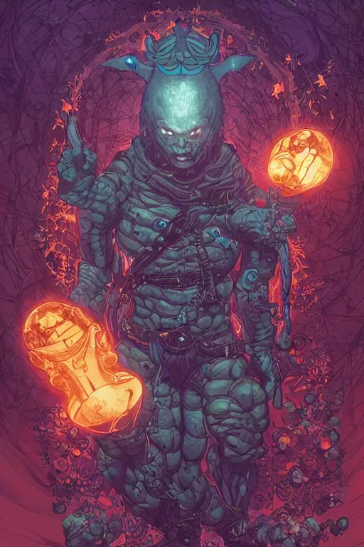 Image similar to magical mystical amazing trading card art of Salamandroid comic book character by Ethan Van Sciver, beautifully lit, hyperdetailed, beautiful lighting, featured on artstation, cgsociety, by James Jean, Moebius, cory loftis, craig mullins, rutkowski, Mucha Klimt and Tom Bagshaw