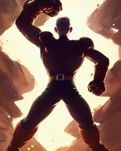 Image similar to gigachad luigi fighting like one punch man in a suit, fantasy character portrait, ultra realistic, full body concept art, intricate details, highly detailed by greg rutkowski, ilya kuvshinov, gaston bussiere, craig mullins, simon bisley