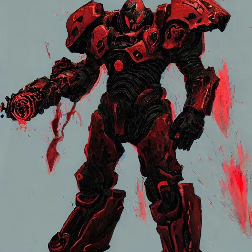 Image similar to doom slayer, painted by tsutomu nihei, painted by stanley lau