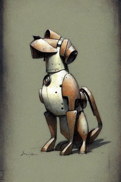 Prompt: (((((1950s robot dog . muted colors.))))) by Jean-Baptiste Monge !!!!!!!!!!!!!!!!!!!!!!!!!!!