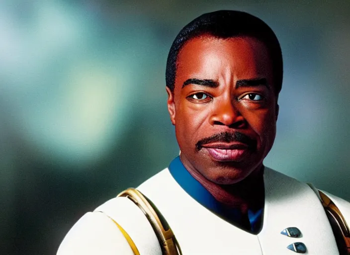 Image similar to hyper realistic ultra realistic photograph of LeVar Burton Lieutenant Commander geordi laforge, wide angle, highly detailed, 8k photograph