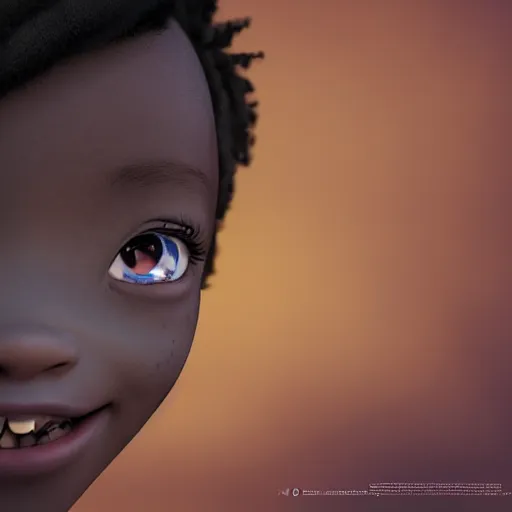 Image similar to stunning, coherent, impressive, detailed still of happy black little girl in school, follow shot, 3d, in the style of pixar, comic book style, 3d, highly detailed, sharp focus, bokeh, depth of field, 16k resolution, Unreal Engine 5, coherent, cinematic lighting, photorealistic, by Zhang Jingna