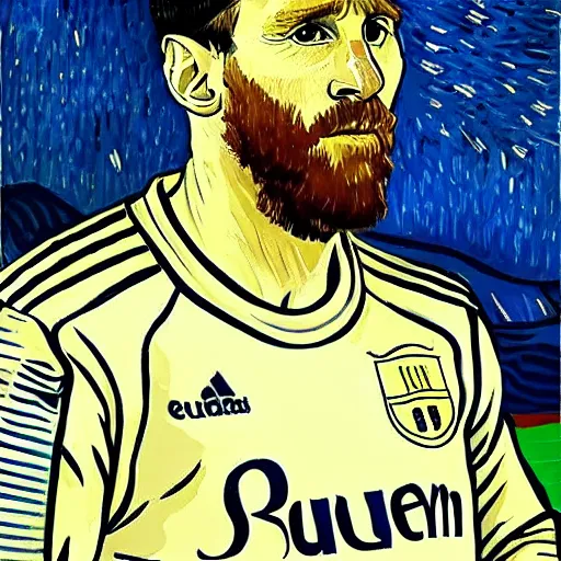 Image similar to messi by van gogh