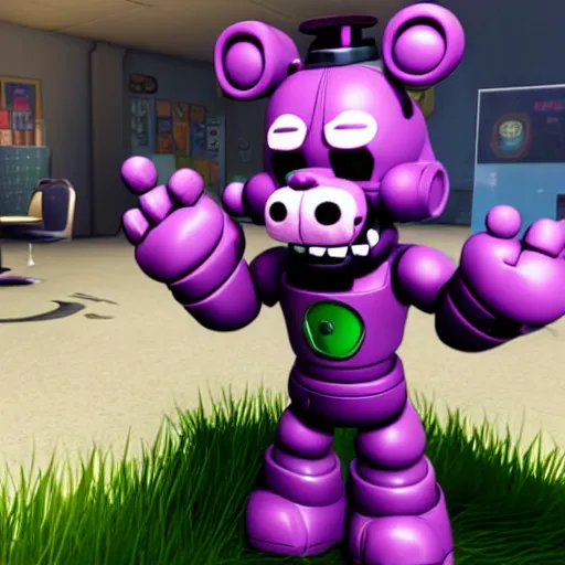 Image similar to funtime freddy from five nights at freddy's : sister location sitting in a green void, unreal engine