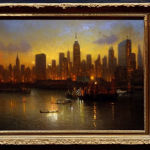 Image similar to early 1900s new York City Thomas kincade