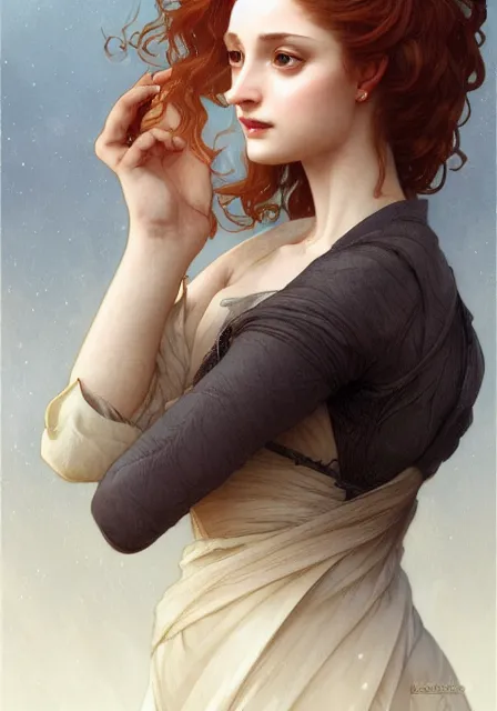 Image similar to sansa with long nose, intricate, elegant, highly detailed, digital painting, artstation, concept art, smooth, sharp focus, illustration, art by artgerm and greg rutkowski and alphonse mucha and william - adolphe bouguereau