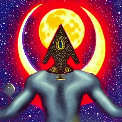 Image similar to ankh shining in front of the glowing moon