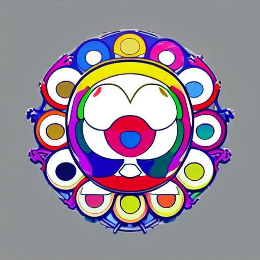 Image similar to a logo of a company takashi murakami, beeple and james jean, aya takano color style, 4 k, super detailed, modern, 4 k, symmetrical