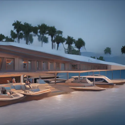 Image similar to yachting club, concept art, octane render